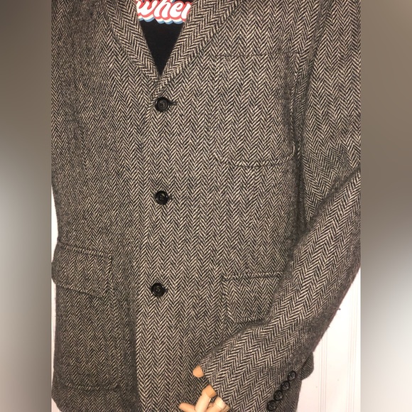 RALPH LAUREN Men’s Tweed Herringbone Single Breast Triple Button Wool Blazer LRG - Picture 5 of 16